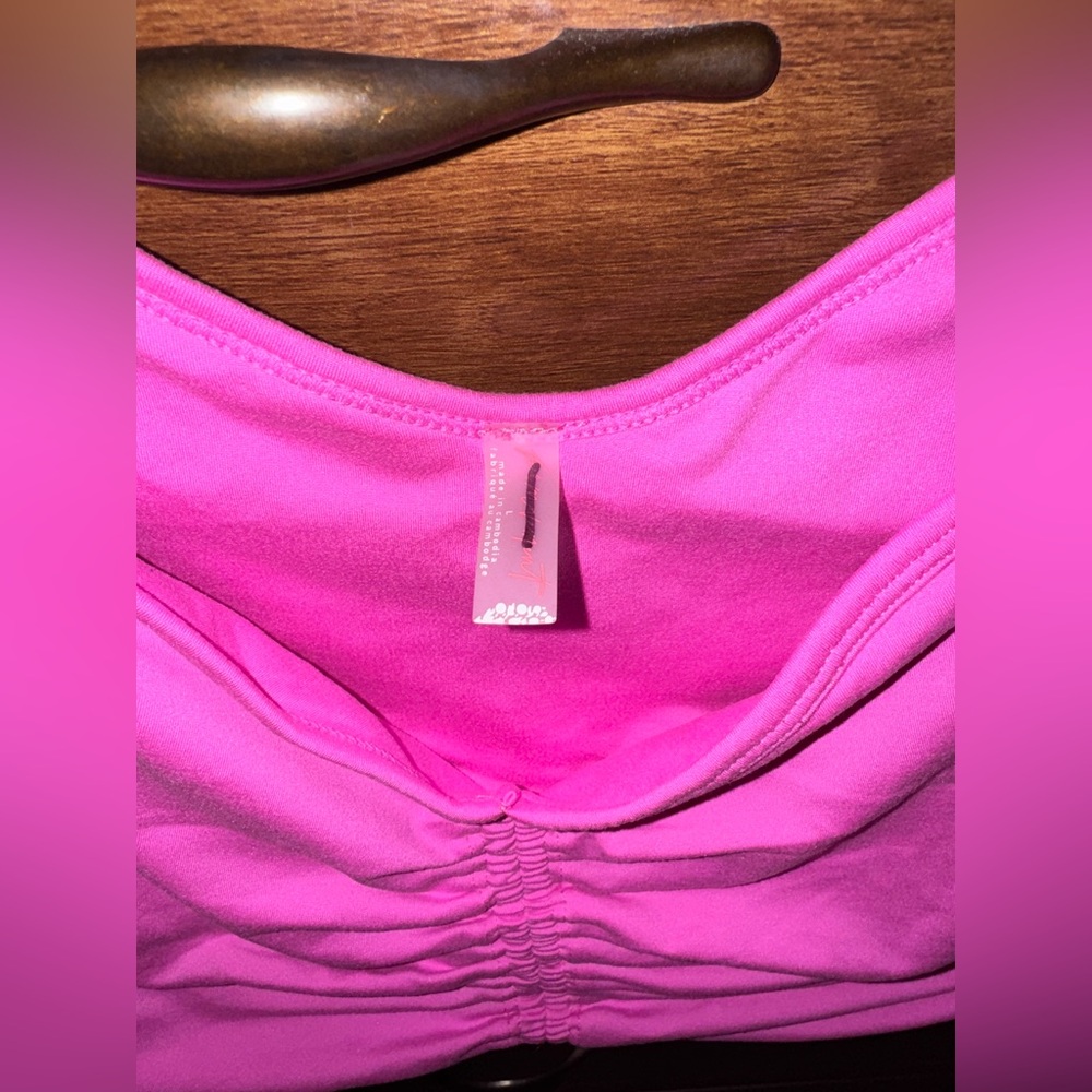 Free People Movement Breathe Deeper Hot Pink Crop Top NWT - Picture 4 of 5